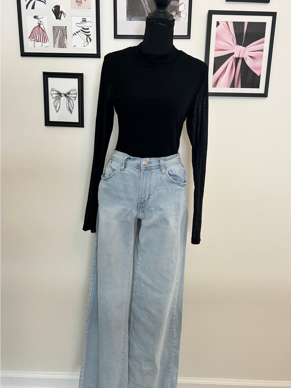 AKIRA Sheer Black Bodyshirt